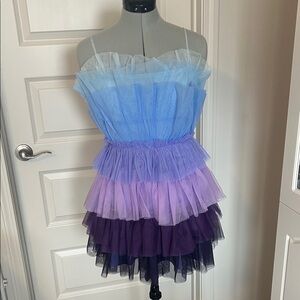 Layered Blue and Purple Tulle Dress